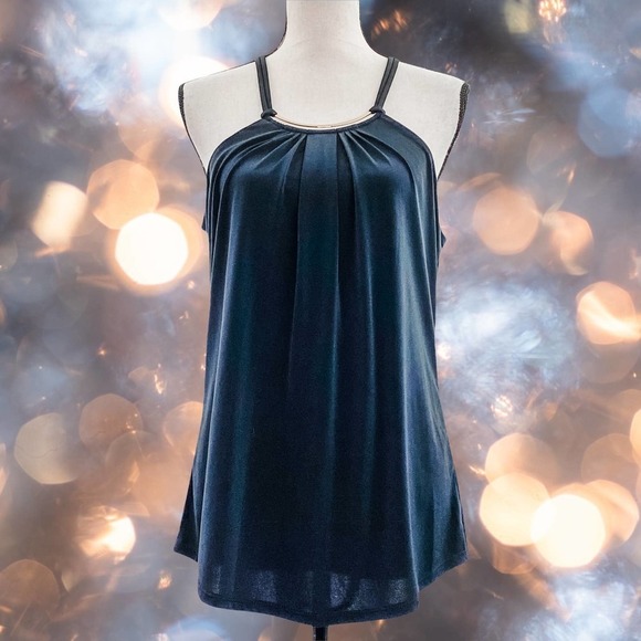 WORTHINGTON Petites Black Sleeveless Buttoned Keyhole Metal Neck Blouse NWT - Picture 10 of 11